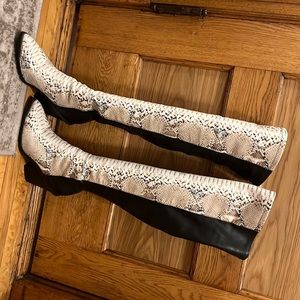 Snakeskin Over-Knee Boots
